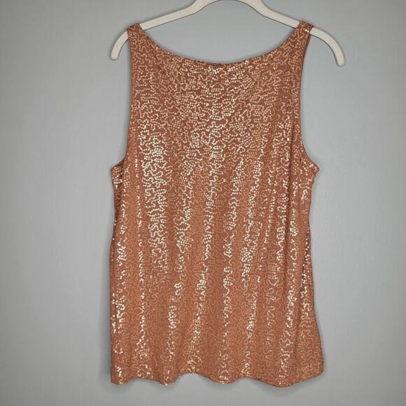 NWT Talbots tank top womens size L‎ Petite brown sequin shimmer summer fun LP - Picture 4 of 9